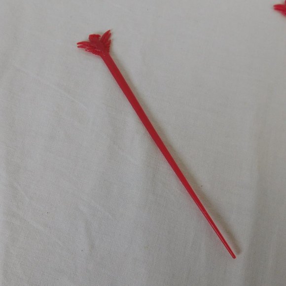 6 Red Bird Thunderbird Logo Swizzle Stick Vintage Mid Century Mascot Cocktail - Picture 4 of 9